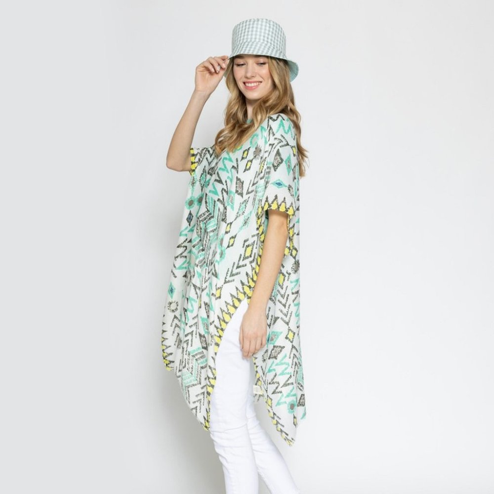 Lightweight Aztec Print Kimono Yellow